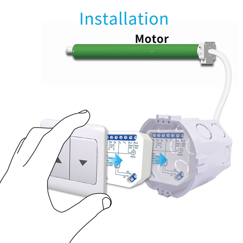 Módulo de relé wifi+RF de enchufe con control remoto para persianas, Módulo de control de persianas y cortinas motorizadas, para Smart Life, Tuya, Alexa y Google Home