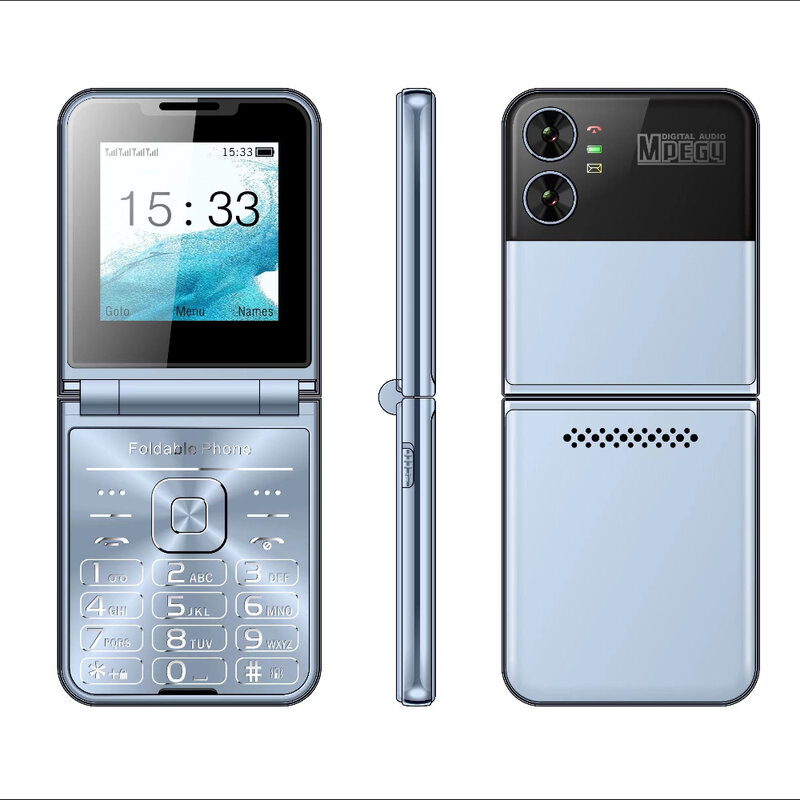 女性用折りたたみ式携帯電話カバー,スリムで明るいデザインの携帯電話,ブラックリストトーチ,低価格,大画面