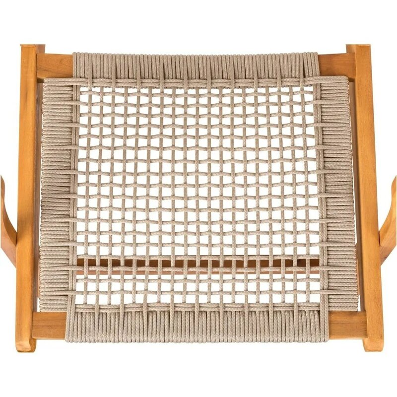 Outdoor Chair,Acacia Wood Construction Hand Woven Seat, Design ComfortableReclining Armchair,for Patio Lawn Garden Backyard Deck