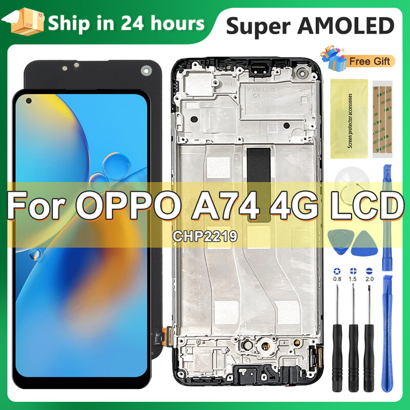 6.43 "Amoled Display für Oppo A74 4G LCD Touchscreen Digitalis ierer Baugruppe Ersatz für Oppo A74 4G CPH2219 Bildschirm mit Rahmen