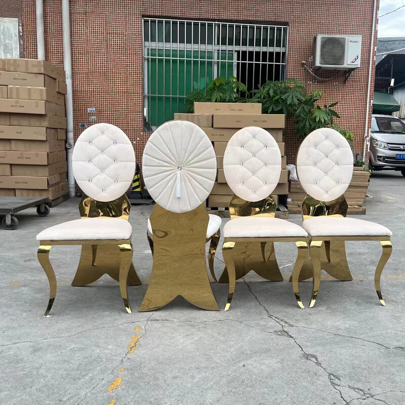 2PCS New Design Golden Stainless Steel Bride And Groom Wedding Chair Hotel Public Waiting Chair