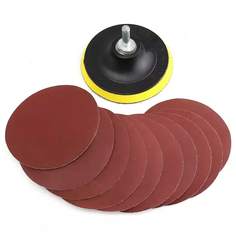 Lixa de disco Lixa com Backer Pad, Adaptador de broca para limpeza, Ferramentas abrasivos, 1000 Grit, 100mm, 10Pcs