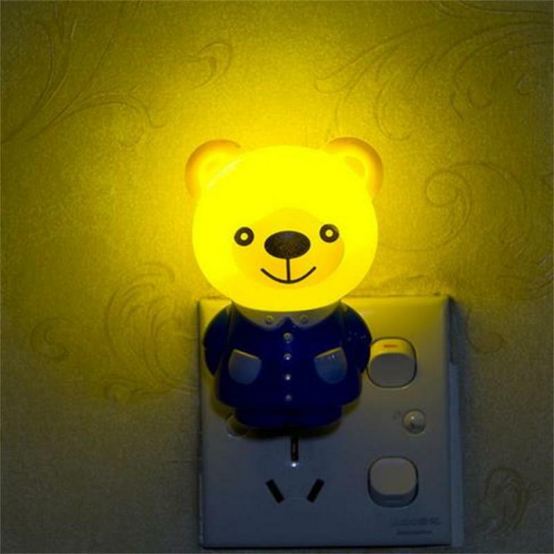 Lampade a presa a muro Creative luce notturna a LED AC110V 220V simpatici animali sensore di illuminazione lampada da parete lampada da camera da letto regalo per bambini