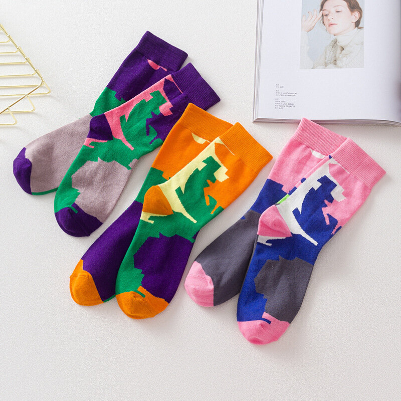 Новые носки милые Мультяшные Японские Женские носки средней длины хлопковые носки хип-хоп носки для скейтборда