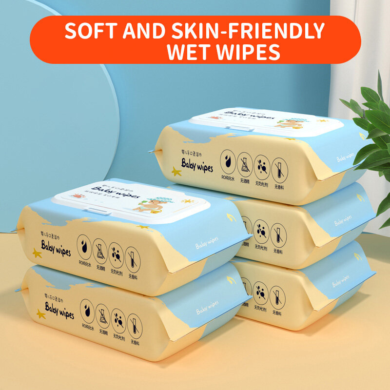 2 Pack (100 Pcs) Hand, Foot and Mouth Wipes Body Wipes for Out and About, Portable Wipes 45g Pearl Texture