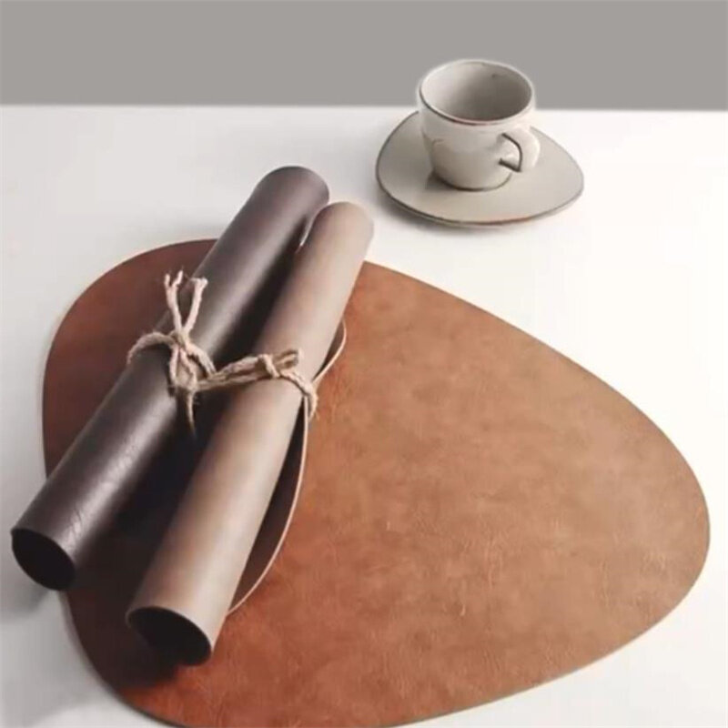 PU Leather Thickening Heat Insulation Dining Table Mat Waterproof Oil Proof Western Food Mats Hotel Table Decoration Accessories