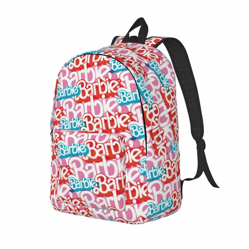 Custom Pink Barbies Canvas Mochilas, Water Resistant School College Bag, impressão Bookbag para homens e mulheres