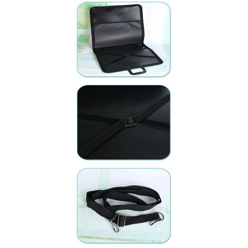 حقيبة ظهر سوداء على شكل محفظة فنية للفنانين حقيبة يد مع حزام كتف (19X14.7X1.5 بوصة)