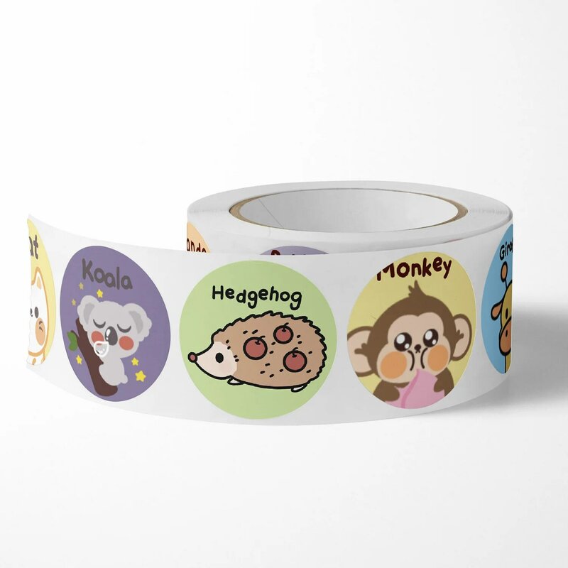 100-500 Pcs 2.5cm Cute Animal  Monkey Cat Stickers Roll for Envelope Praise Reward Student Kid Work Label Stationery Seal Lable