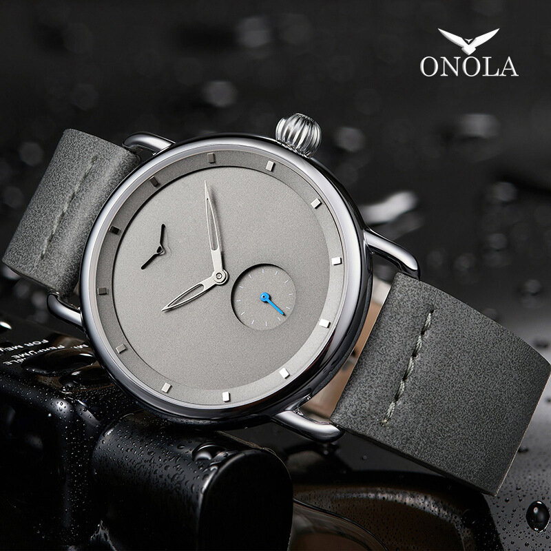 ساعة عادية الرجال العلامة التجارية ONOLA كوارتز ساعة اليد بسيطة waterpoor جلد رجل ساعة فاخرة الساعات