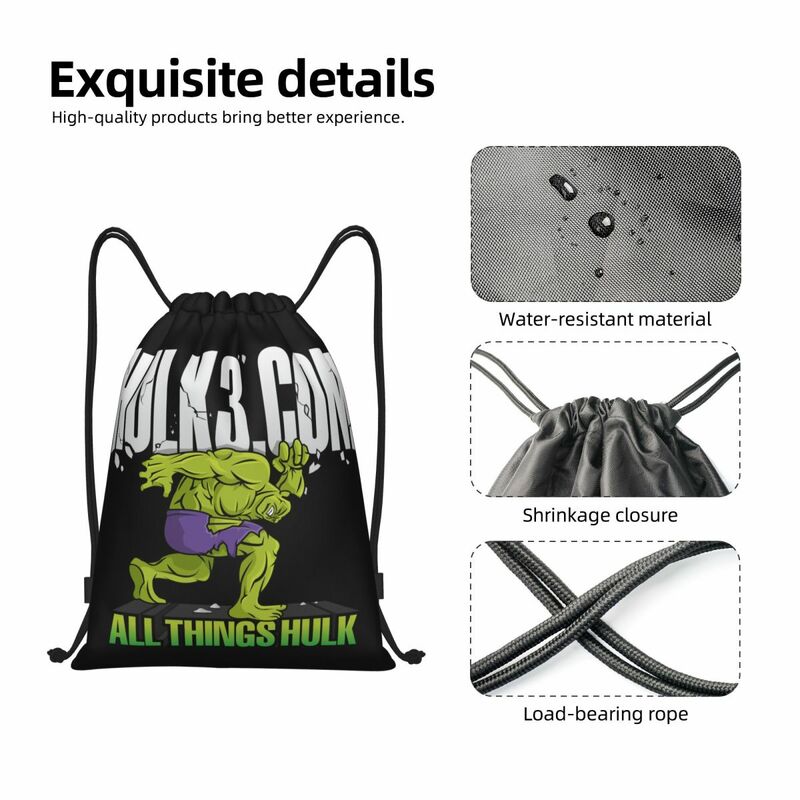 Mochila personalizada do cordão do Hulk do super-herói, saco do esporte do Gym, saco portátil do treinamento, mulheres e homens
