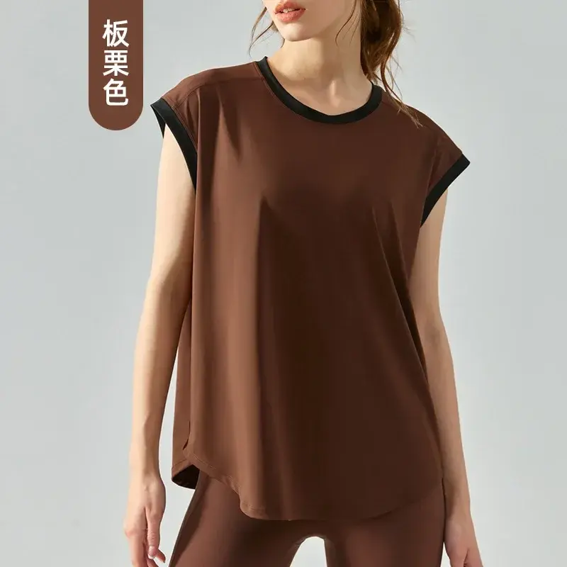 Sommer Outdoor Lauf weste Tank Top Yoga Shirt lose lässige Farbe passend Kurzarm T-Shirt Fitness Kleidung Frauen