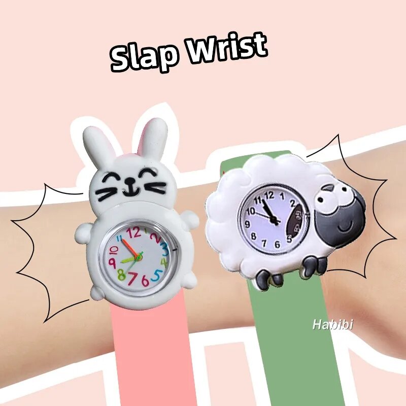 2024 New Cartoon Animal Toys Children's Watches Slap Wrist Bracelet Colorful Silicone Strap Kids Learn Time Watches Dropshipping