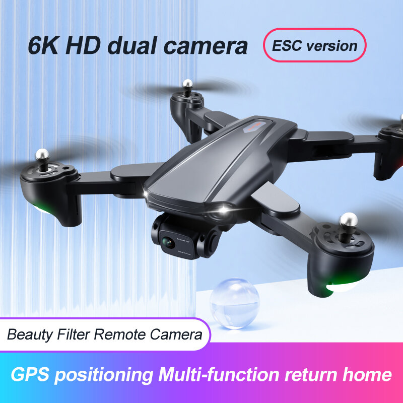 R20 GPS Drone 10K HD Cámara Dual 5G Wifi fotografía aérea flujo óptico posicionamiento plegable 6KM Control remoto helicóptero juguete