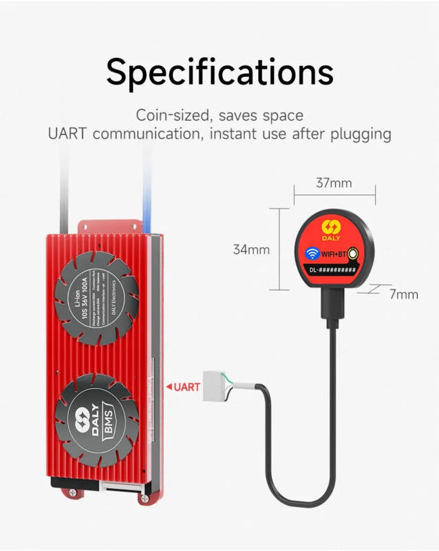 HiBMS Aksesori Bms pintar modul Bluetooth WiFi untuk Daly Hi Smart BMS USB untuk RS485 ke UART papan tampilan daya