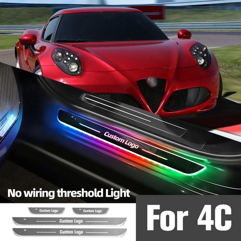 Car Door Sill LED Light, Lâmpada para pedal, Acessórios, Logotipo personalizado, Bem-vindo, Threshold, Alfa Romeo 4C, 2013-2015, 2014