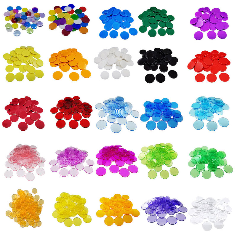 Juego de piezas de plástico para niños, juego de fichas multicolor de 19mm, suministros divertidos para Club familiar, juguetes de matemáticas para contar, 100