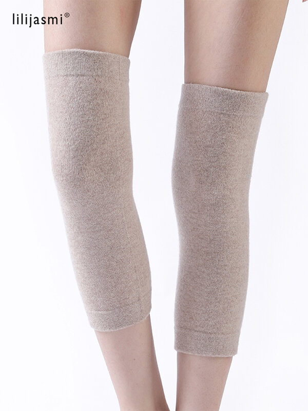 100% lana Unisex manica al ginocchio solido inverno a prova di freddo ginocchia calde uomo lavorato a maglia ginocchiere alte protezioni per le gambe scaldamuscoli donna autunno