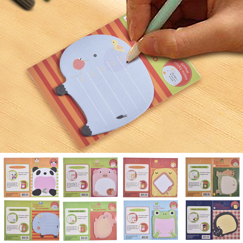 Cartone animato creativo simpatico animale note appiccicose note rimovibili adesivo per messaggi cartoleria per studenti note appiccicose materiale scolastico 20 pezzi