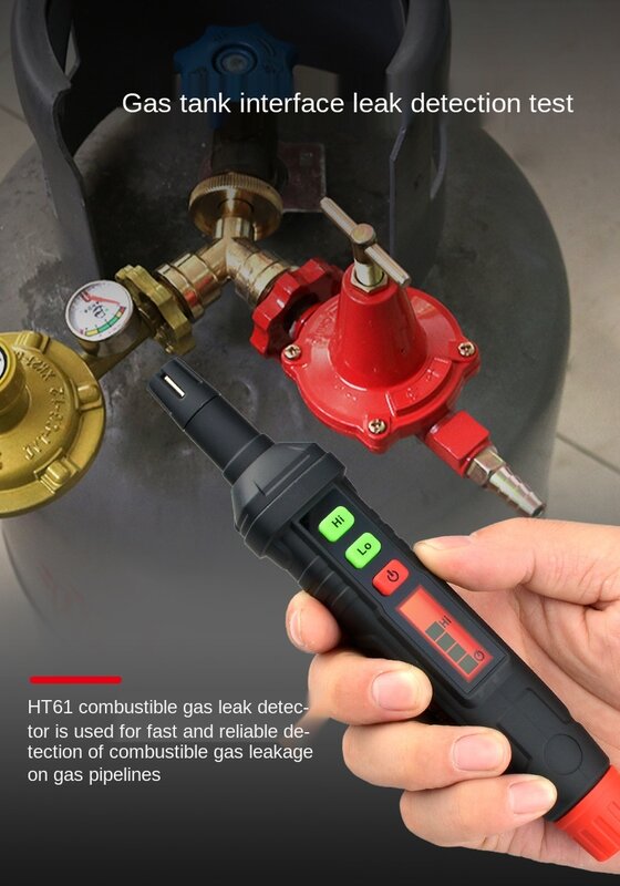Portable HT61 Natural Gas Leak Detector, Combustible Gas Detector, Methane Detector, Liquefied Gas Leak Alarm