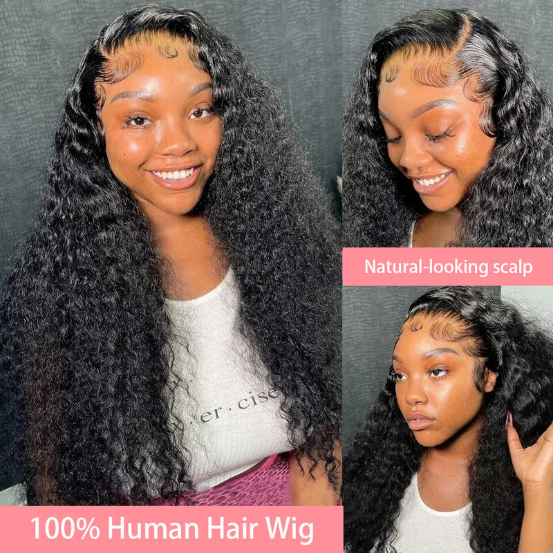 32 Inch 13x6 HD Deep Wave Human Hair Wigs Full Lace Wig PrePlucked Brazilian Remy Closure Wig 200% 13x4 Curly Lace Frontal Wig