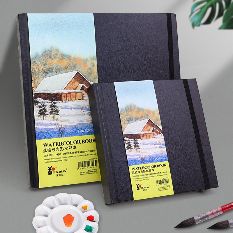 Kwadratowa książka akwarelowa MIKAILAN o średnim ziarnie 230g drewna bawełnianego kolorowego papieru dla studentów-artystów rysuje materiały artystyczne