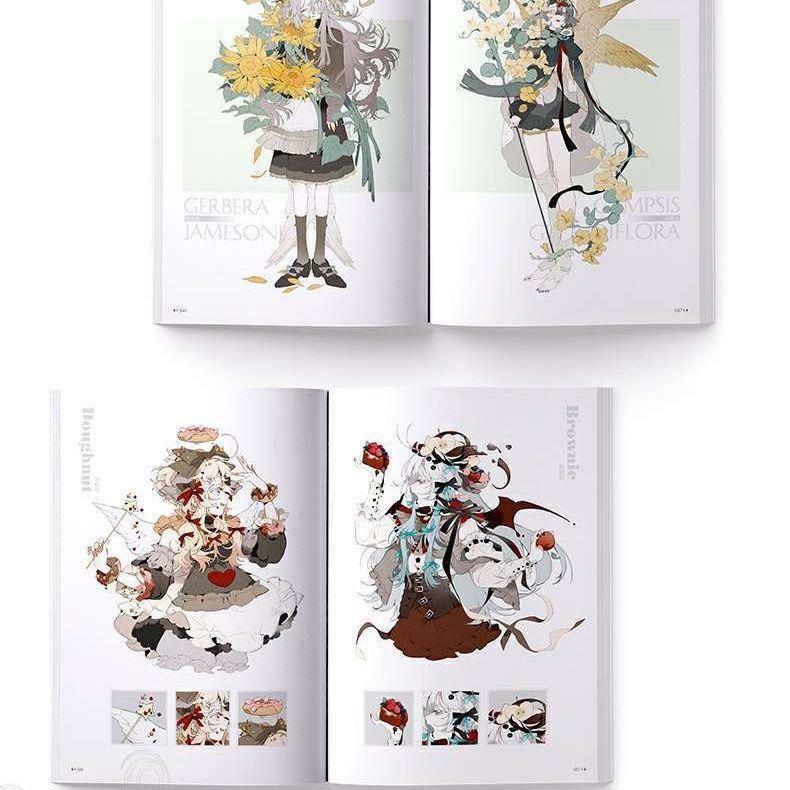 Libro de pintura de chica fresca, ilustración de fantasía curativa, libros de arte Atlas, colección de sueños en idioma de gato