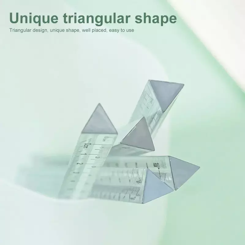 Regla triangular transparente acrílica creativa, regla de escala de papelería, suministros escolares, herramienta de medición de regalo para estudiantes, 15CM, 1 unidad