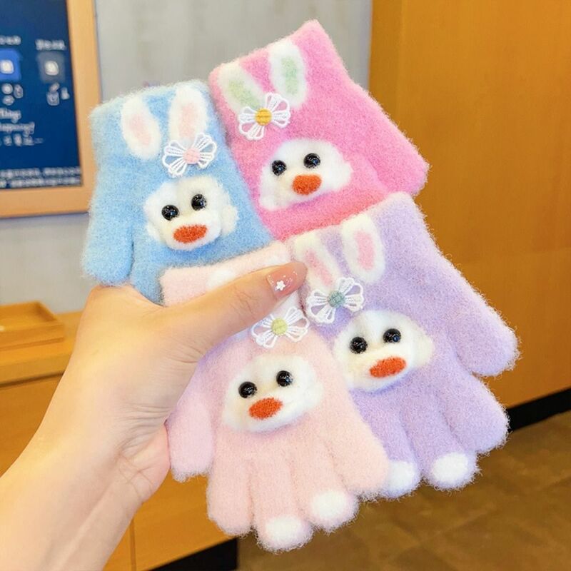 Kids Rabbit Full Finger Gloves Winter Warm Mittens Knitted Gloves Cute Knitted Gloves Cold Protection