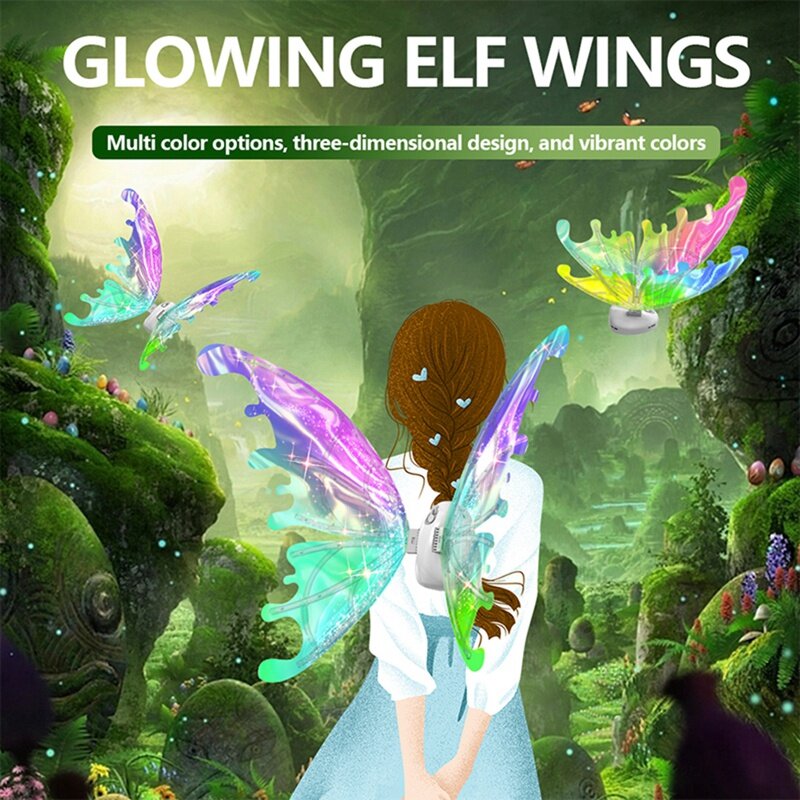 LED Butterfly Wings for Kids, Princess Elf, Fairy Wing, Bellydance, Carnaval, Acessórios