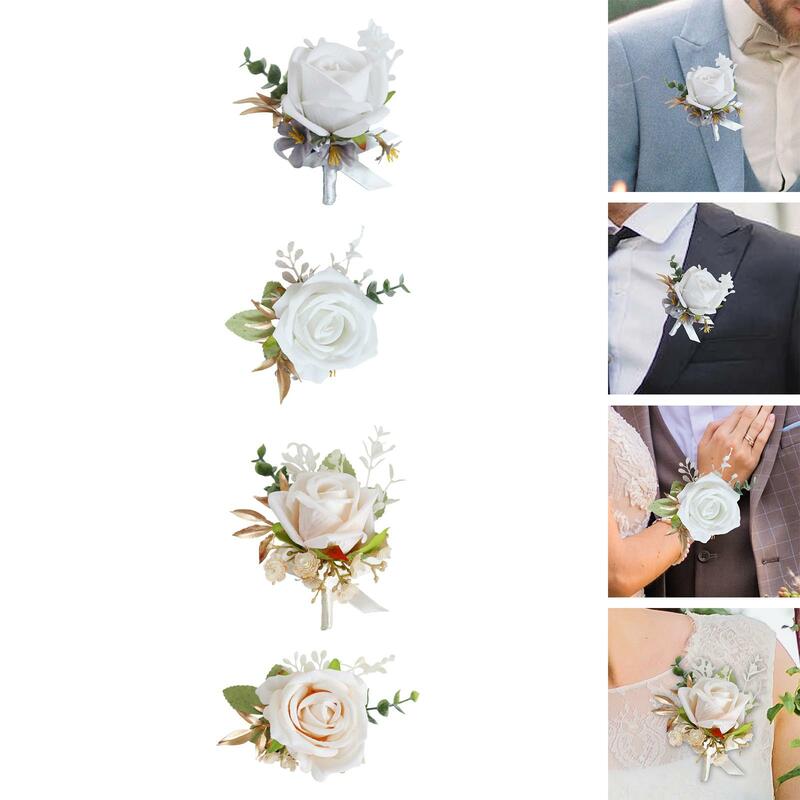 Casamento artificial vestindo flor para homens e mulheres, noivo, eventos formais, cerimônia, noivado, decoração de aniversário