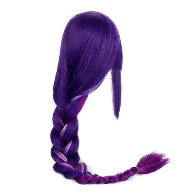 Genshin Purple Raiden Peruca trançada geral, Couro cabeludo simulado, Animação Cosplay, Festa de Halloween