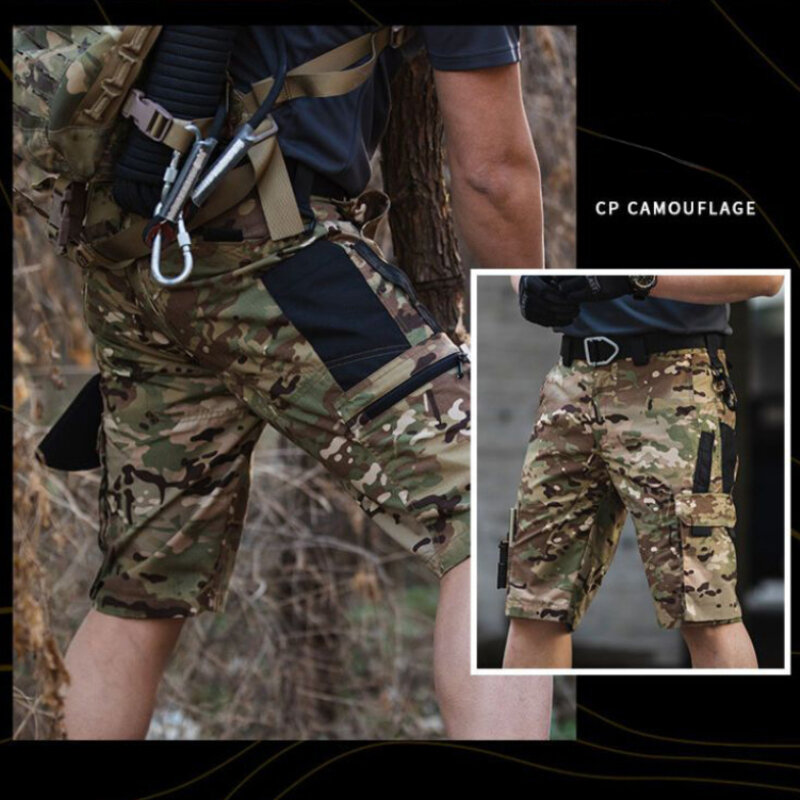 Шорты-карго мужские износостойкие, водонепроницаемые штаны в стиле милитари, дышащие Джоггеры для занятий спортом на открытом воздухе, рабочая одежда с несколькими карманами, на лето