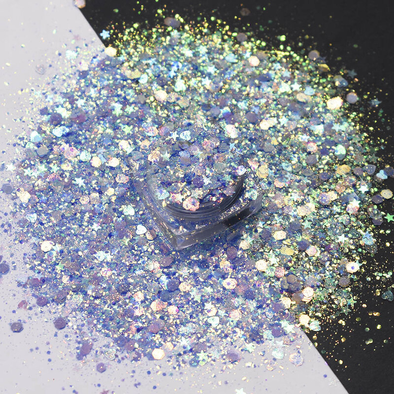 10 g/borsa all'ingrosso fluorescente stella mescola Glitter grosso Glitter corpo/occhio/viso Glitter Nail art decorazione accessori