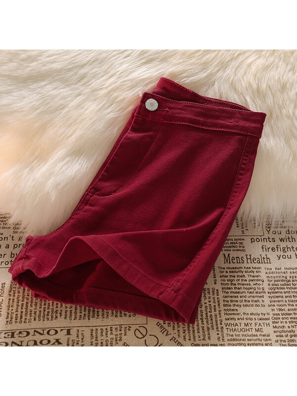 Women's Summer Red Jeans Shorts Y2k High Waist Streetwear Casual Shorts Korean Casual Harajuku Vintage Denim Short Pants 2023