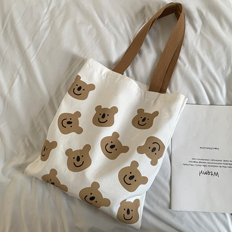 Borsa a tracolla in tela da donna Fashion Ins borsa a tracolla con stampa orso carino per studentessa
