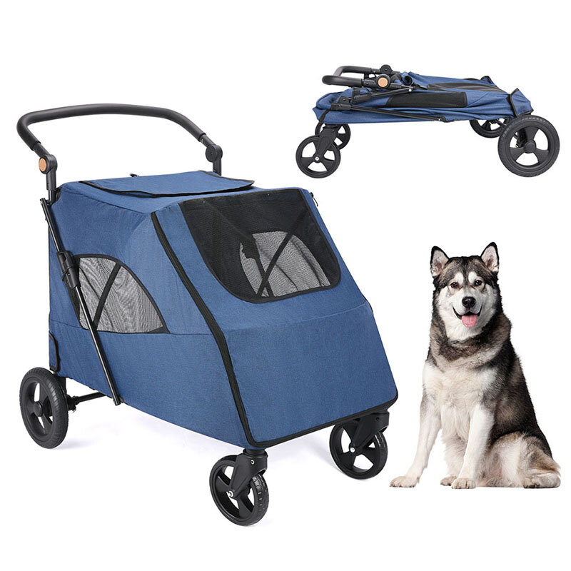 Wedyvko-cochecito Extra grande para perro, carrito para mascotas de 120 libras, con 4 ruedas y mano ajustable