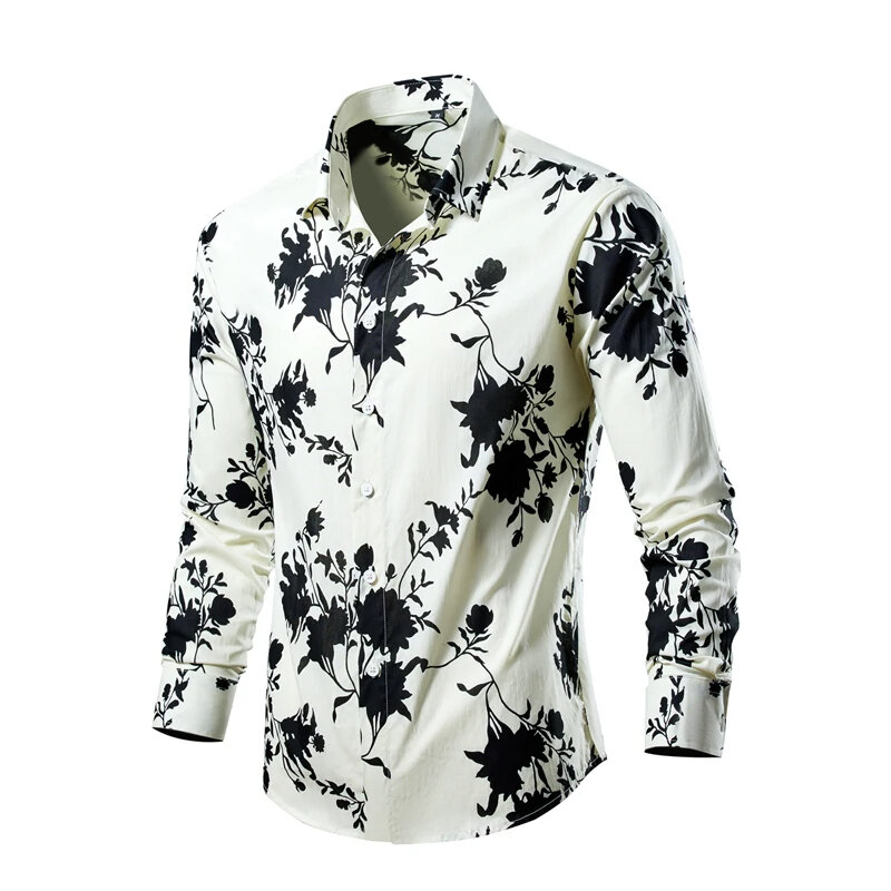 Blume Männer Langarm bedruckte Hemden für Herren sozialen Luxus Mann Designer Kleidung Hawaii Mode elegante klassische Hemd Frauen
