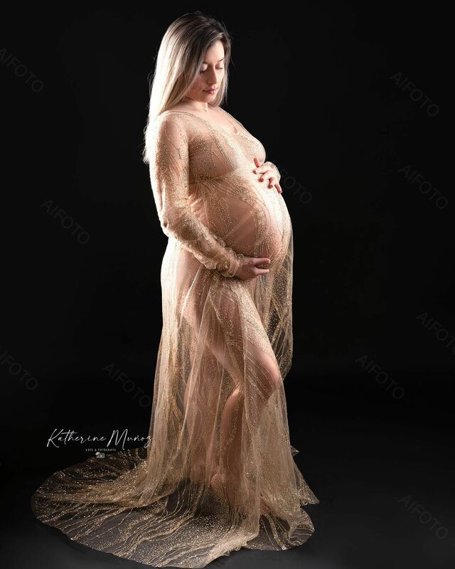 Accesorios de fotografía de maternidad, vestidos de maternidad Blingbling, accesorios de fotografía para sesión de estudio, vestido de embarazada de talla grande
