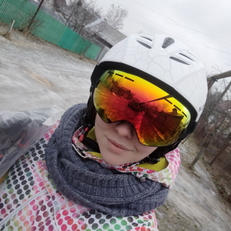 LOCLE-Gafas de esquí de doble capa, antivaho, UV400, esféricas, esquí, nieve, Snowboard, gafas de esquí, lente brillante