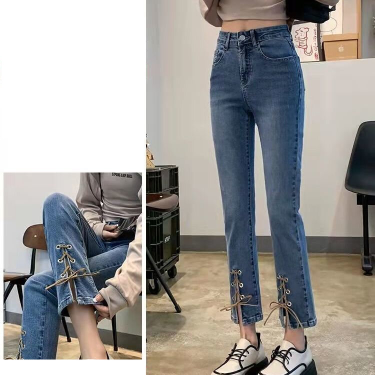 Jean skinny taille haute pour femme, mode coréenne, capris crayon, streetwear, lifting des hanches, legging en denim, fjA489