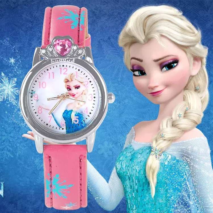 Montre princesse Disney Frozen pour enfants, Elsa, Anna, Sofia, dessin animé, horloge pour filles, montre-bracelet pour étudiants, cadeaux d'anniversaire