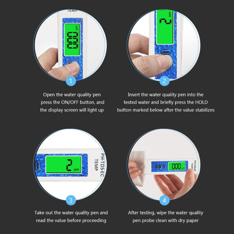 E5BE 4-in-1 pH Meter for Water Quality Water quality Digital pH Tester لمياه الشرب
