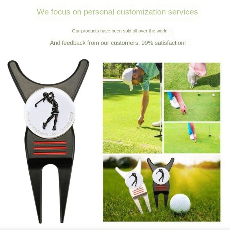 Fourche de golf verte en alliage de zinc, outil de golf magnétique, marqueur de golf de pas, lame de commutation de golf, accessoires de golf, livraison directe