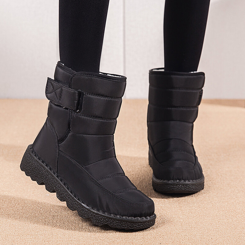 Rimocy Non Slip Waterproof Snow Boots for Women 2023 Thick Plush Winter Ankle Boots Woman Platform Keep Warm Cotton Padded Shoes