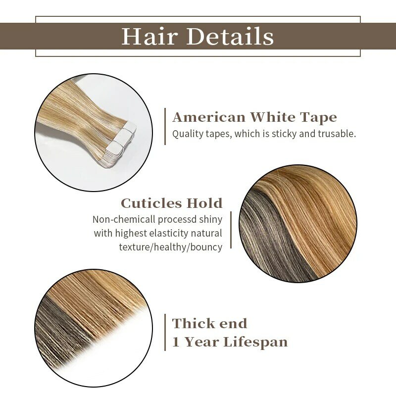 Tape in Hair Extensions Straight Human Hair Real Natural Brazilian Remy Hair 99J# Skin Weft For Women Adhesives Hair Braiding