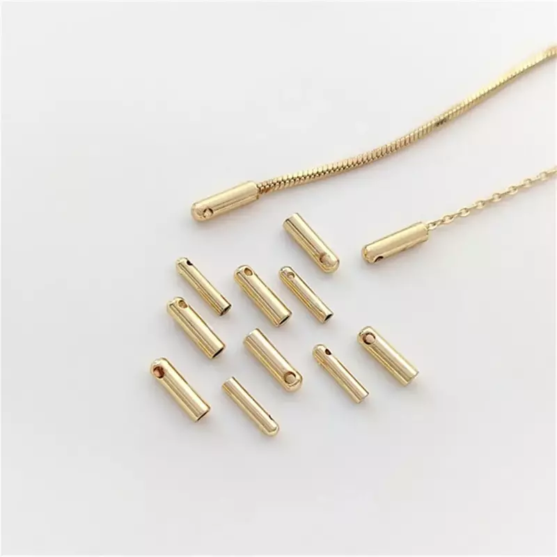 14K Gold-plated Perforated Weights Diy Accessories Bracelet Necklace Leather Chain Ending Connection Sleeve Bag Buckle C041