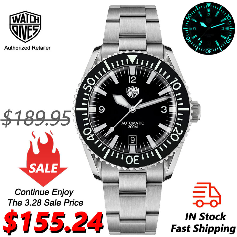 Watchdives WD1967 Sharkmaster 300 Japan NH35 Automatic Watch Bubble Sapphire Crystal Wristwatch BGW9 Super Luminous Watches