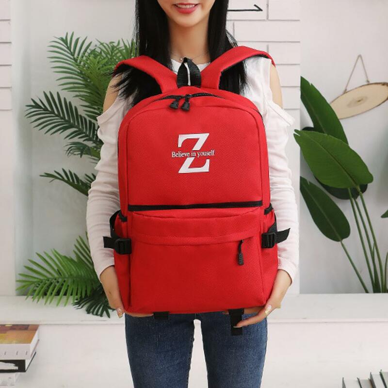 Kids Schoolbag Wide Padded Shoulder Straps Waterproof Scratch-resistant Large Capacity Letter Print Solid Color Backpack