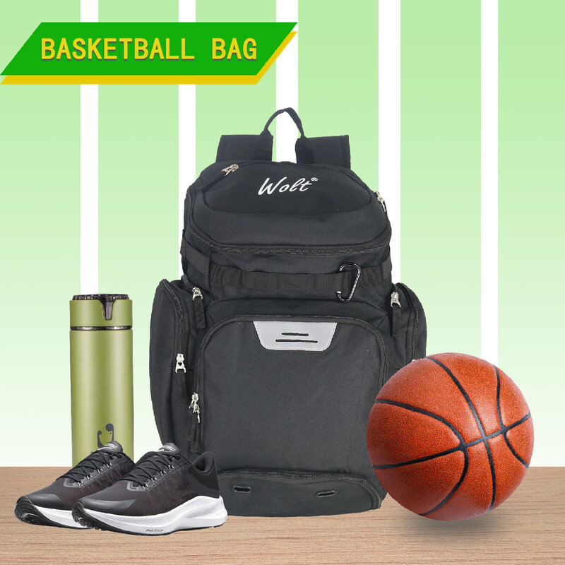 حقيبة ظهر كرة سلة Wolt مع مقصورة كرة منفصلة وجيب أحذية ، معدات رياضية كبيرة